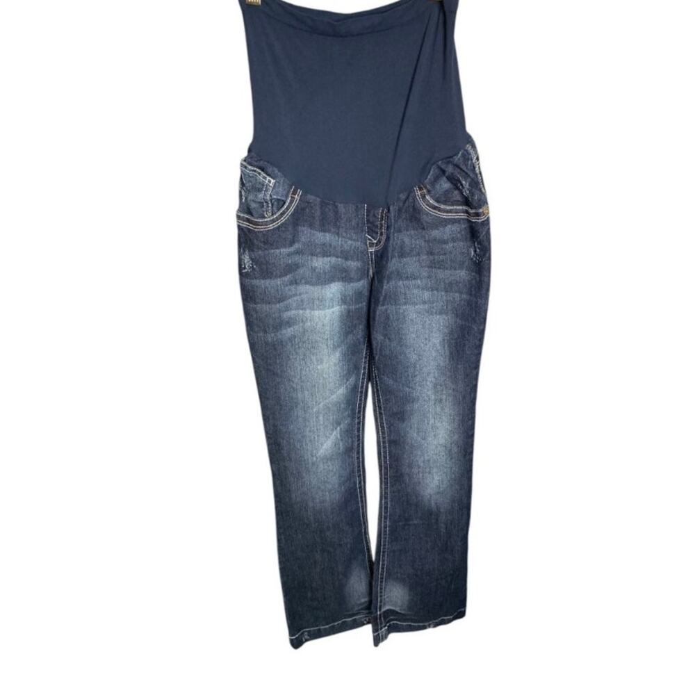 Wall Flower Jeans Women's Small Maternity Panel Bootcut Stretch Distressed Blue
